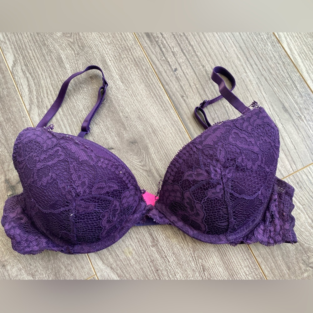 2/$18 bras sexy deep purple lace bra, slight push up
